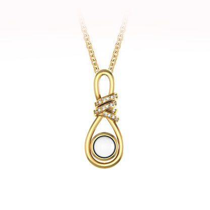 HEIRLOOM SOLID GOLD INFINITY NECKLACE PENDANT WITH CUBIC ZIRCONIA