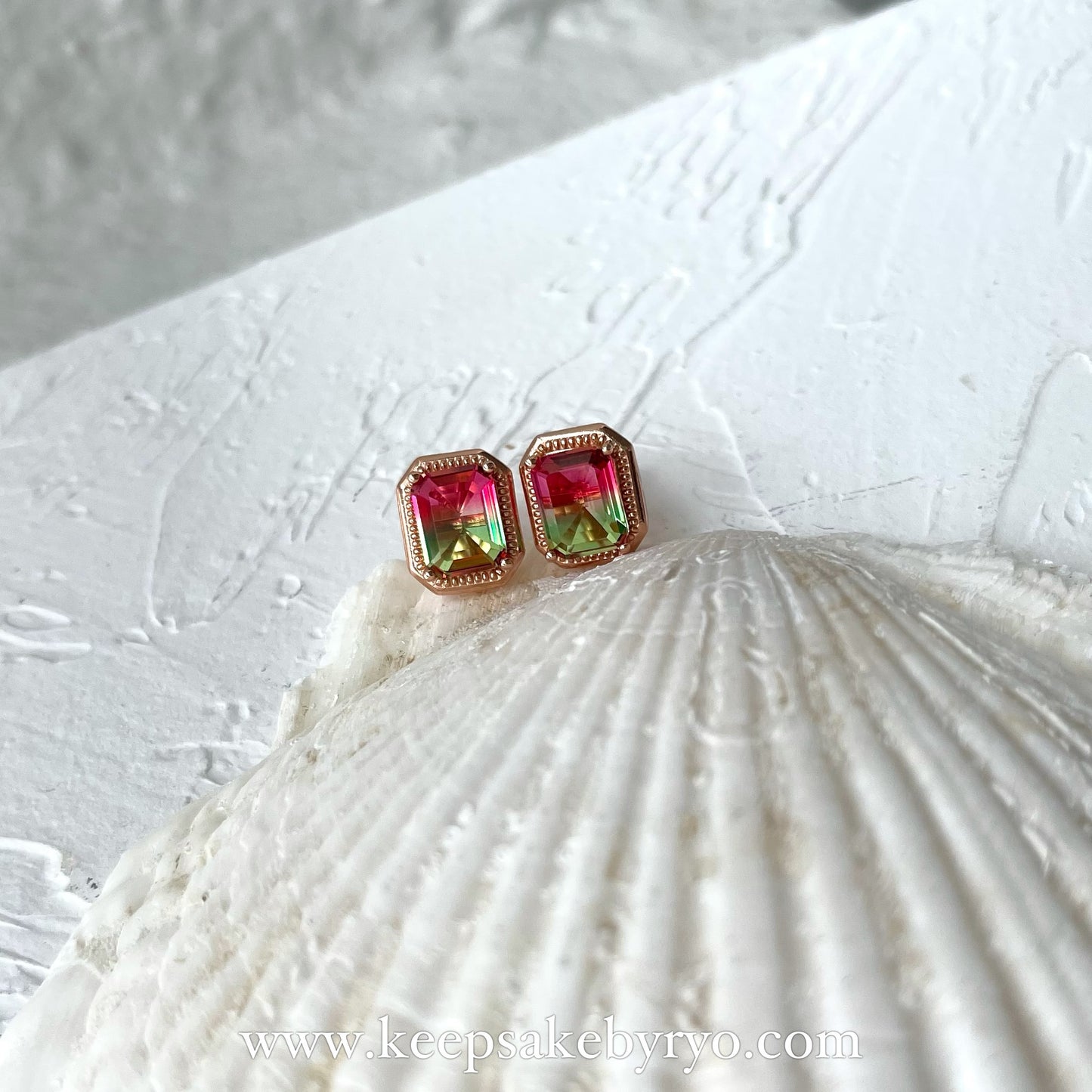 KEEPLETS COLLECTION: WATERMELON TOURMALINE EAR STUDS