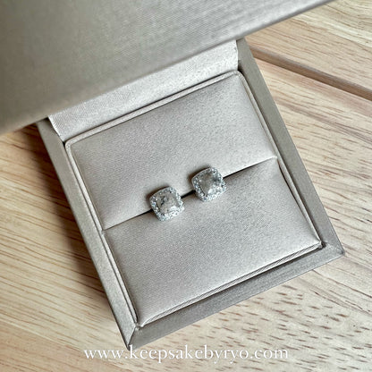 ASHES 925 SOLITAIRE: YARA STUD EARRINGS WITH CUSHION INCLUSION STONES