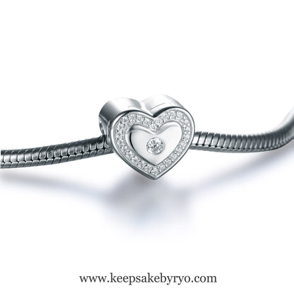 STERLING SILVER STUDDED HEART TREASURE CHEST CHARM