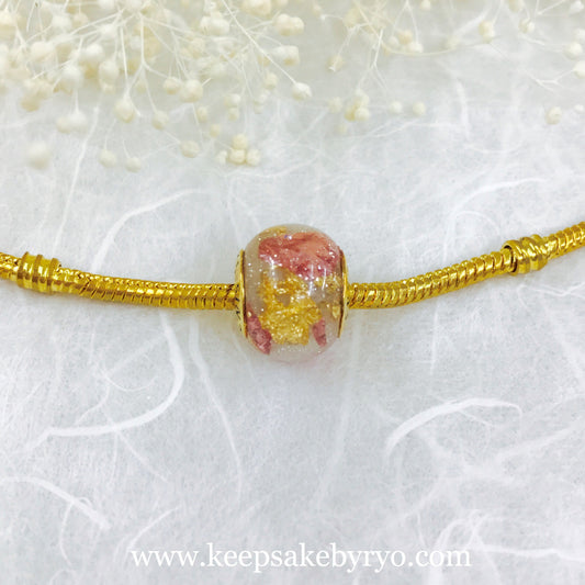 ROSE AND GOLD FLAKES SHIMMER BREASTMILK EUROPEAN CHARM