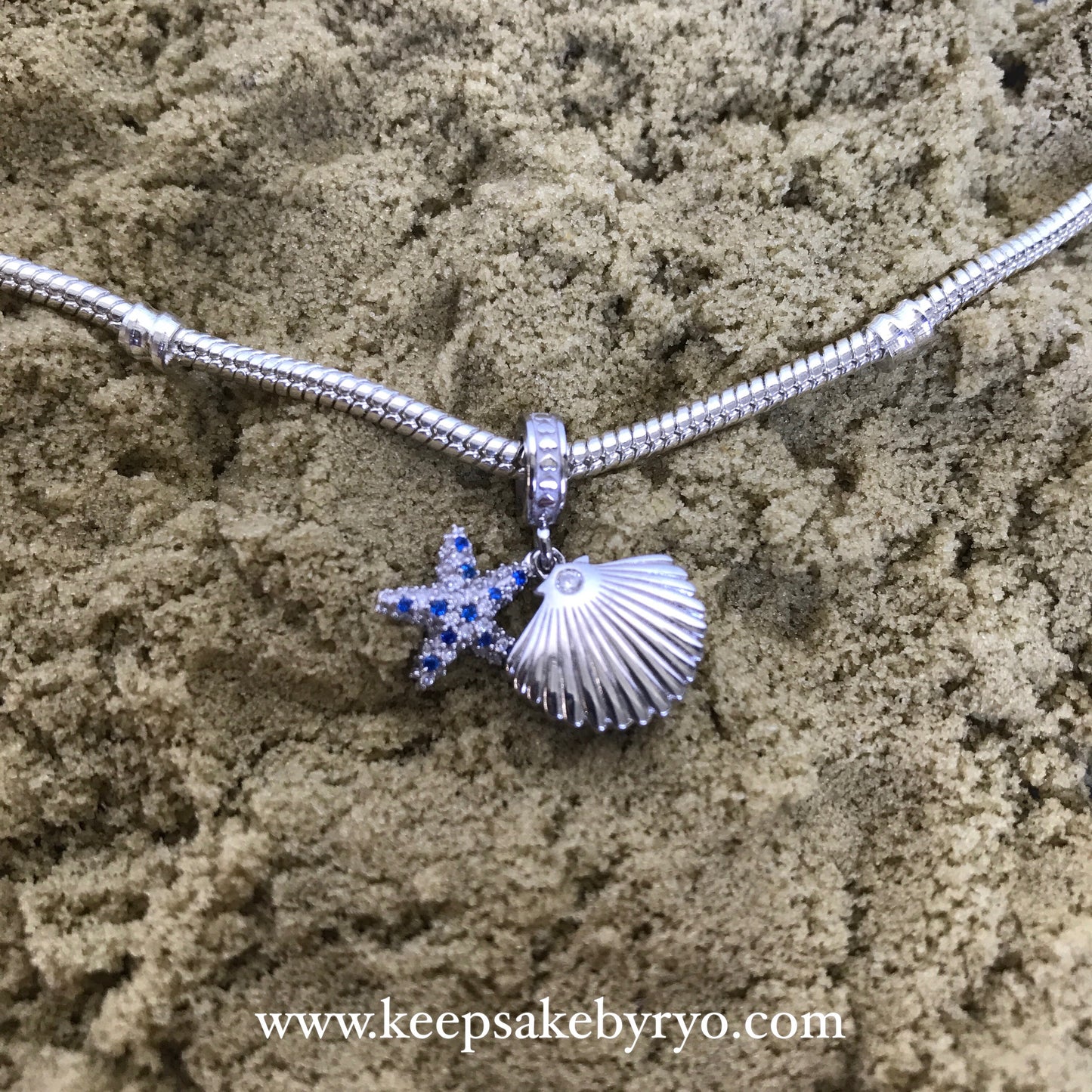 STARFISH AND SEASHELL DANGLING CHARM