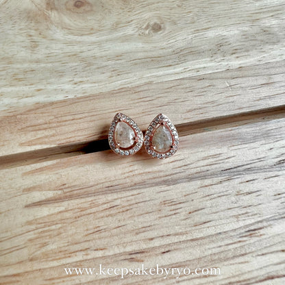 ASHES 925 SOLITAIRE: ARYA STUD EARRINGS WITH TEARDROP INCLUSION STONES