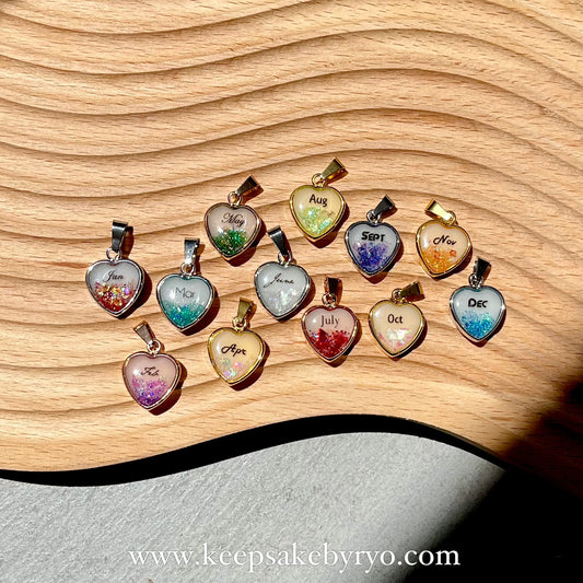 15MM CLASSIC HEART BREASTMILK PENDANT NECKLACE IN BIRTHSTONE COLOURS