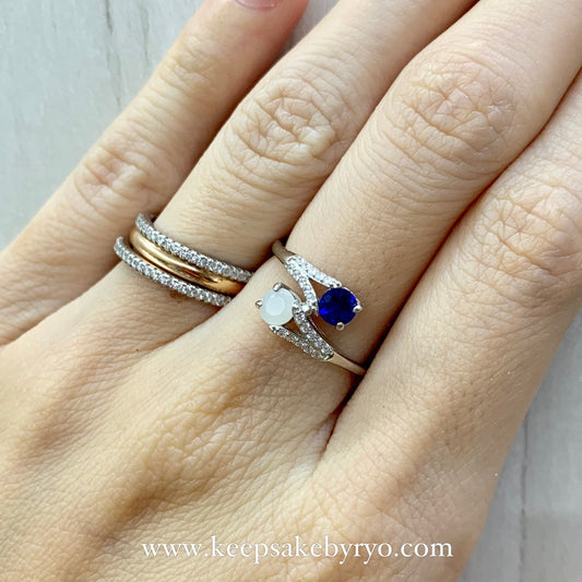 满月金 FULL MONTH GOLD & 百日金 100 DAYS GOLD: LUNA BREASTMILK AND BIRTHSTONE DUO RING